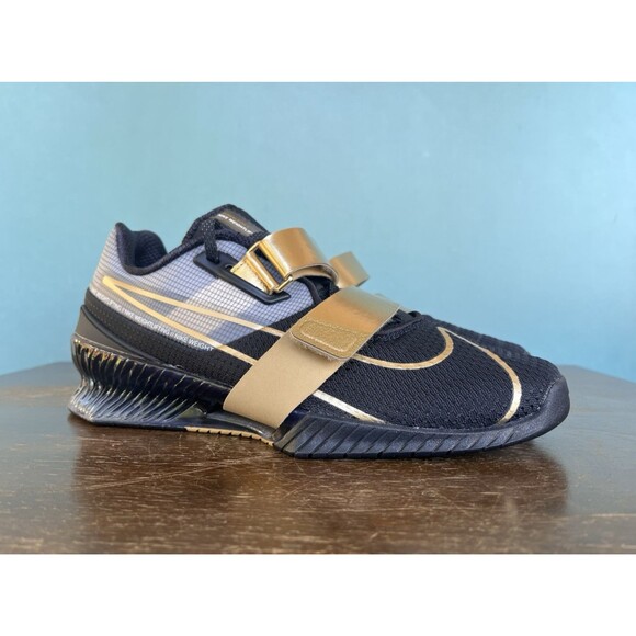 Nike Romaleos 4 Black/Gold Weightlifting Shoes Men’s Size 9.5 CD3463-001 - Picture 1 of 11